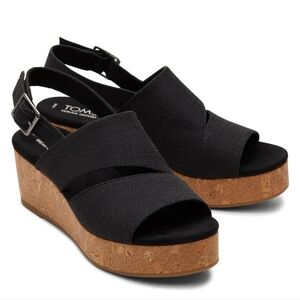 Toms Claudine Wedge Sandal 7.5 black